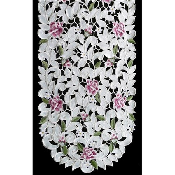 Sinobrite H7662-RS Purple Cottage Rose Oval Runner, 14 x 28 in. H7662/RS(14x28) - main